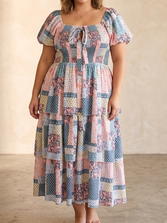 Simply Southern Dresses & Skirts - Simply southern tiered smocked patchwork midi / maxi dress xxl women’s nwt